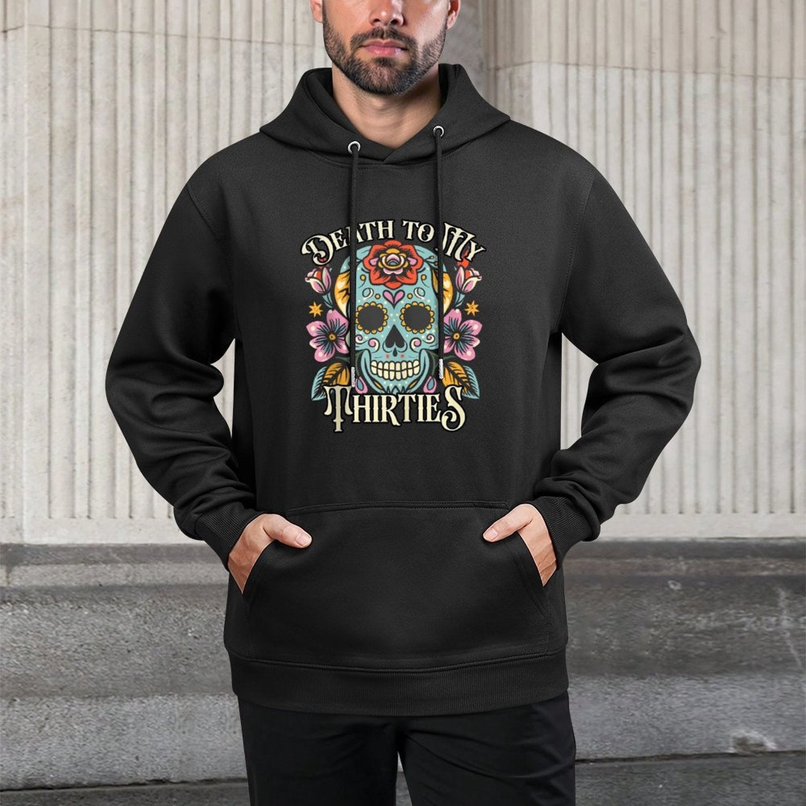 Death To My Thirties RIP 30s Floral Skull 40th Birthday Unisex Design Hoodie