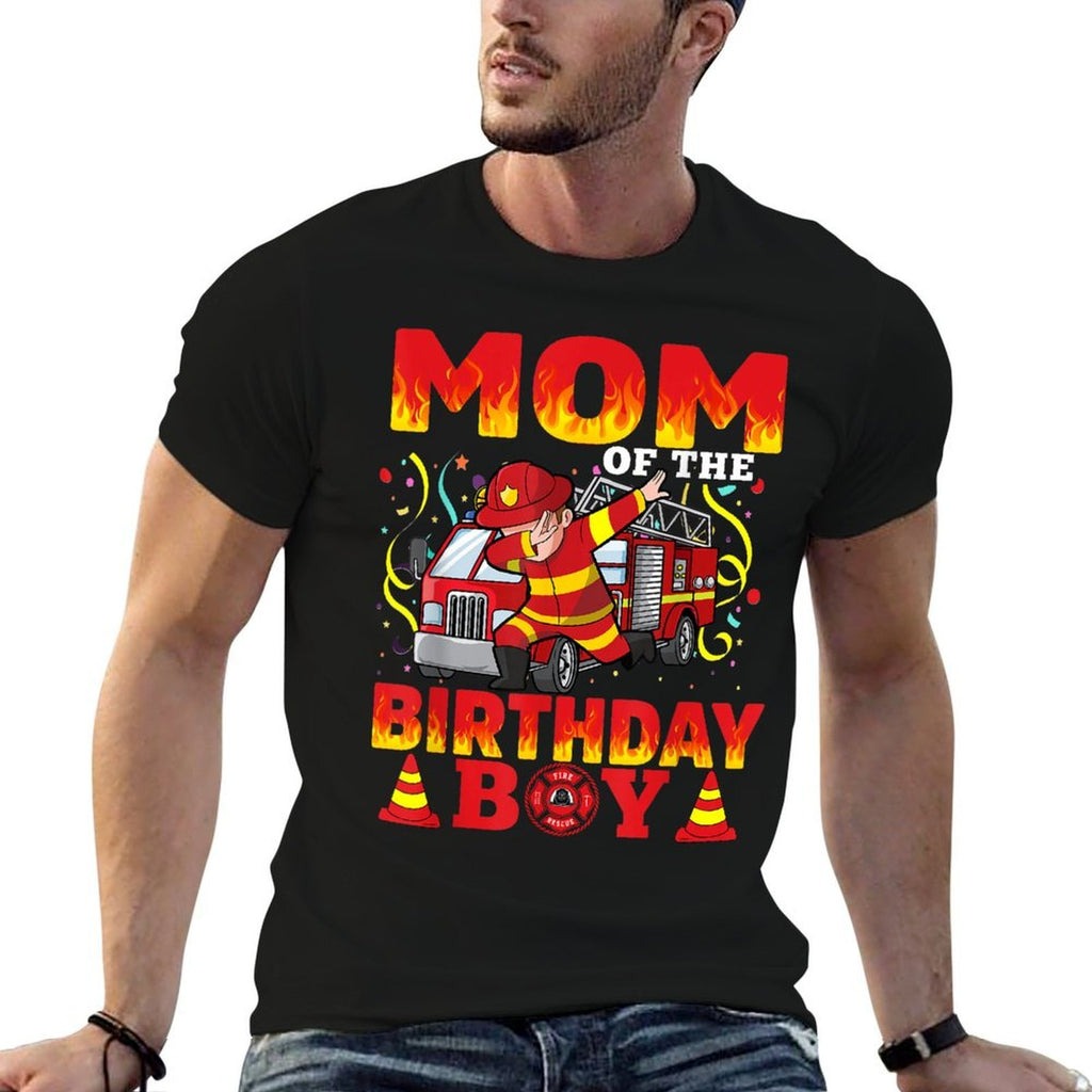 Mom Of The Birthday Boy Fire Truck Firefighter Boys  Soft T-Shirt