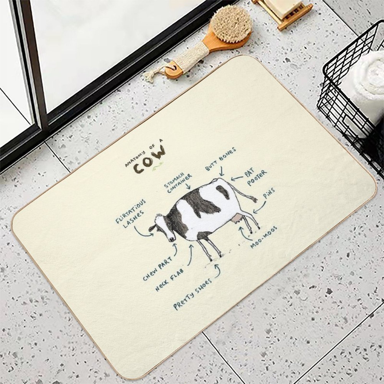 Anatomy of A Cow Durable Bath Mat