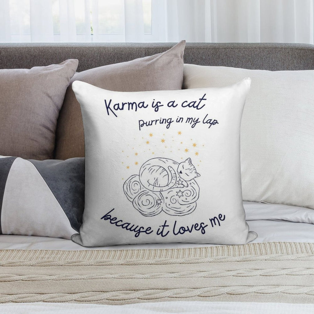 Karma Is A Cat Soft Bedroom Essential Throw Pillow