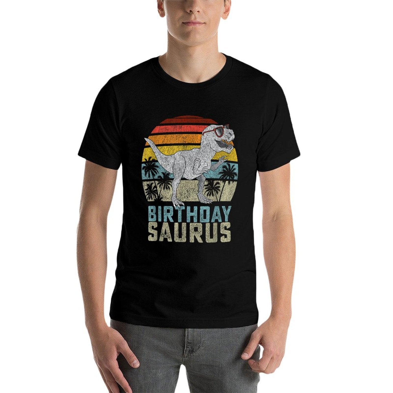 Birthday Saurus Rex Dino BirthdaysSaurus Matching Family  Fade-proof Color T-Shirt