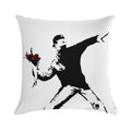 Banksy Flower Thrower! Soft High-Density Material Throw Pillow