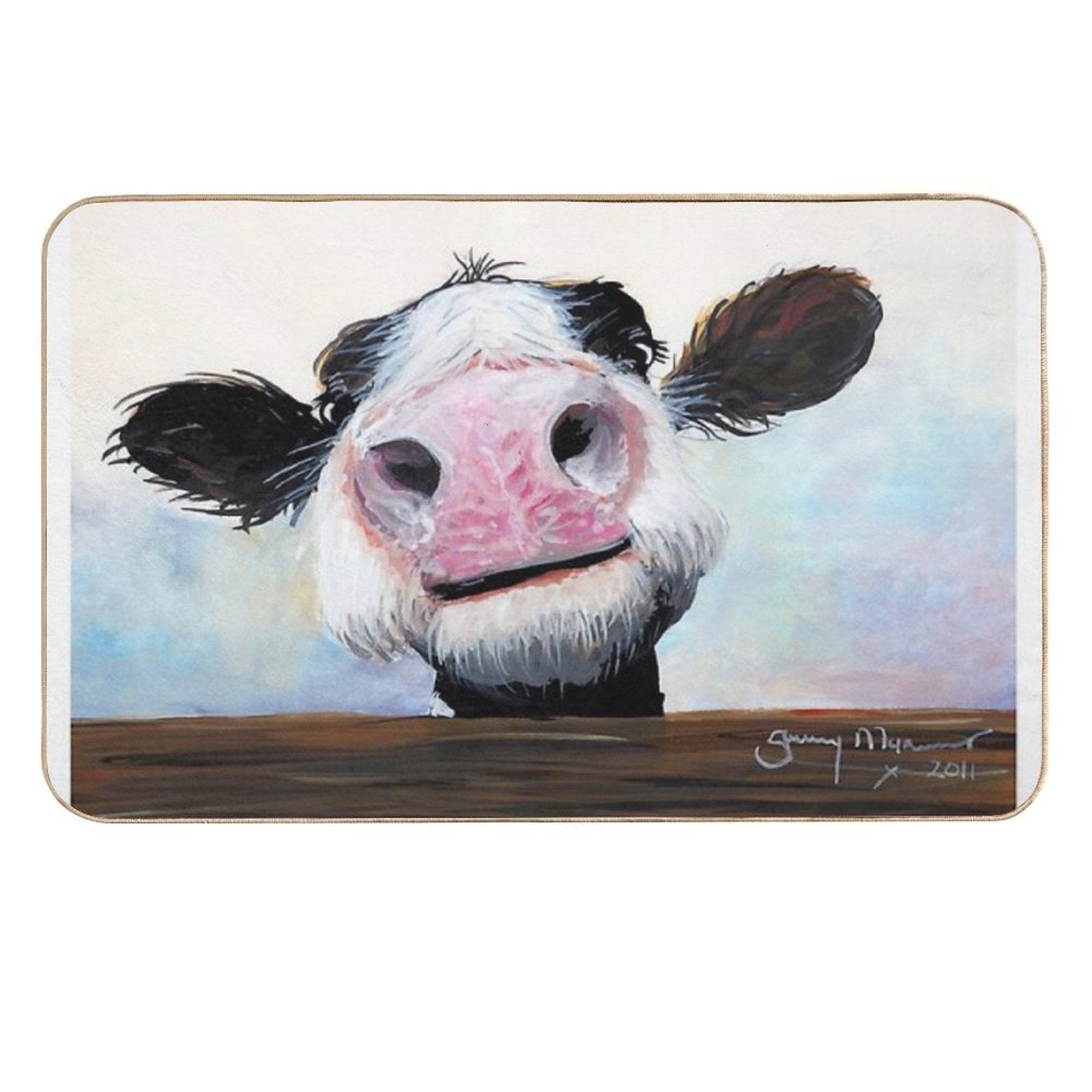 NOSEY COW 'HEY! HOW'S IT GOIN'' BY SHIRLEY MACARTHUR  Easy To Clean Bath Mat
