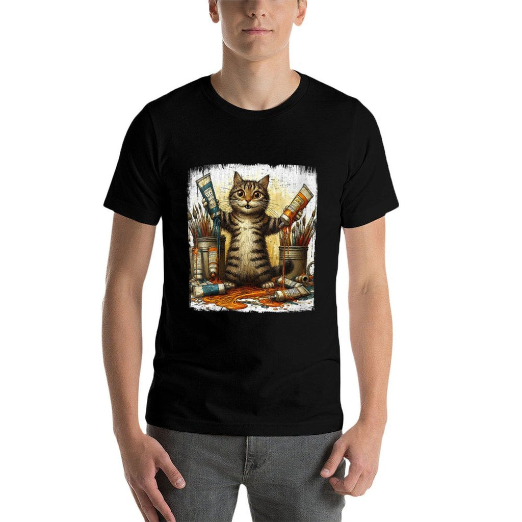 Womens Cat And Oil Paint Design For Painters And Artists  Versatile T-Shirt