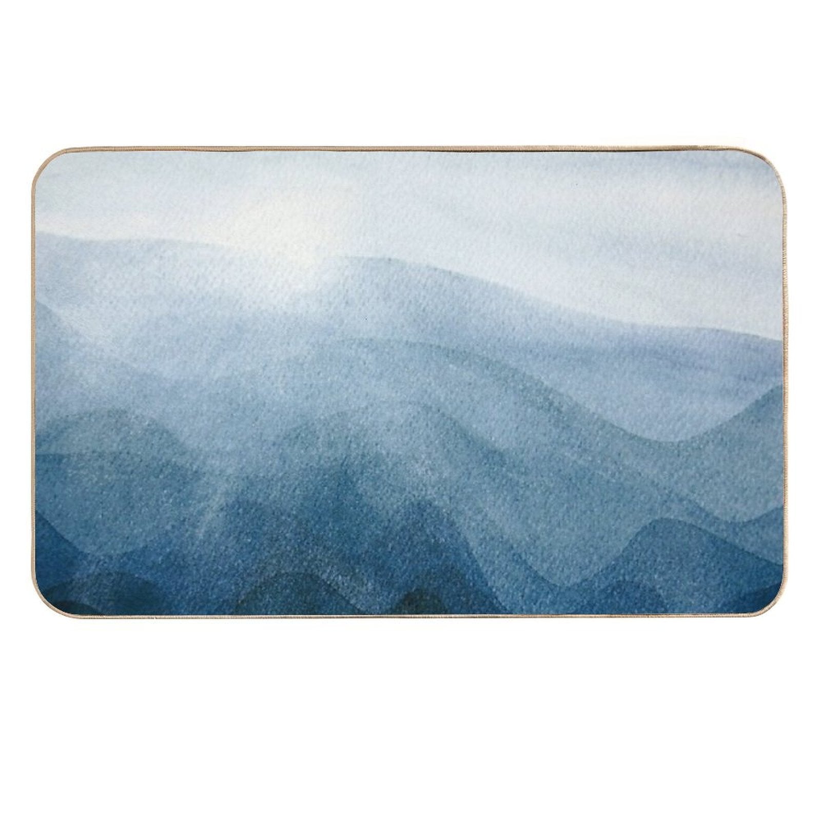 Blue Sunrise in The Mountains, Dawn, Abstract Watercolor  Rapid-Drying Bath Mat