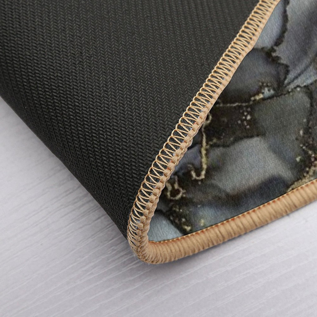 Black And Gold Marble Storm  Toxin-Free Bath Mat