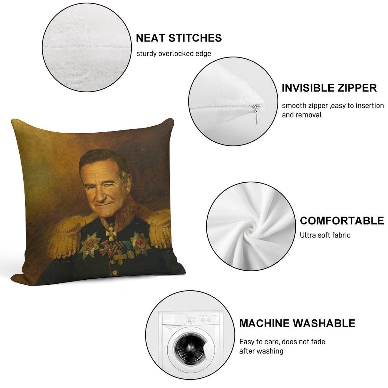 Robin Williams - Replaceface Soft Warmth Comfort Throw Pillow