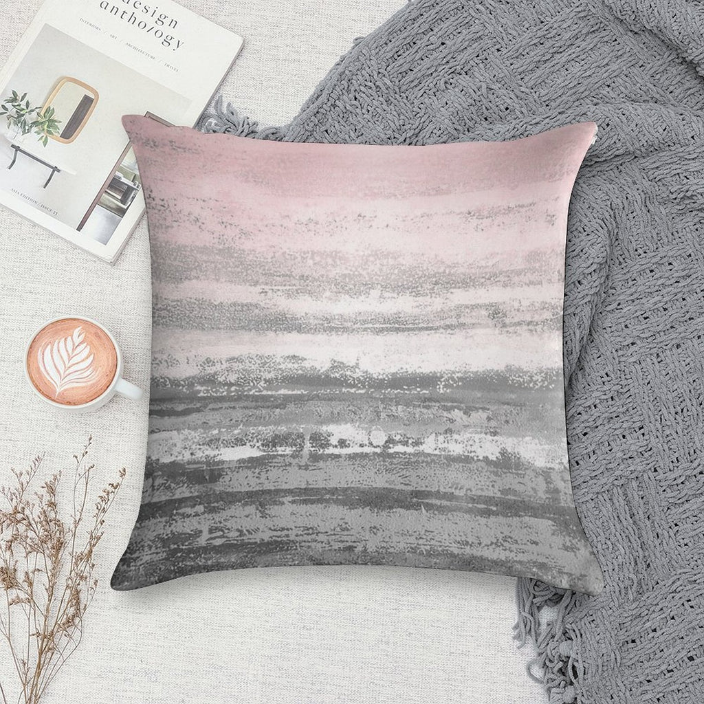 Pink Gray Landscape Soft Decorative Cover Throw Pillow