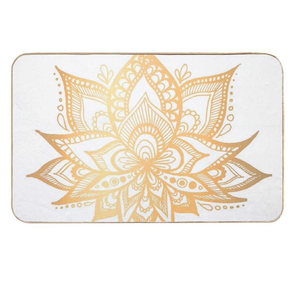 Gold Lotus Flower  Easy To Clean Bath Mat