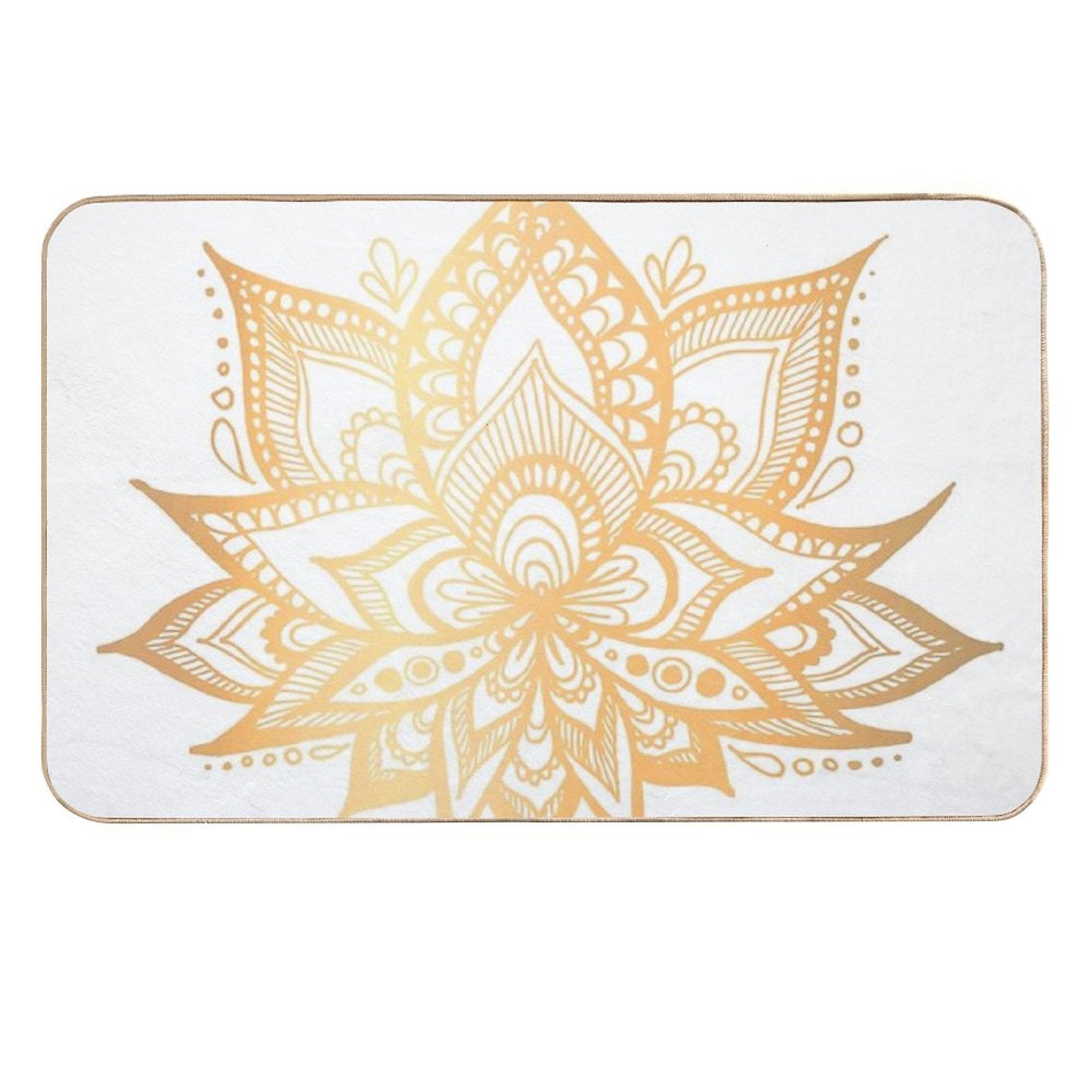 Gold Lotus Flower  Easy To Clean Bath Mat