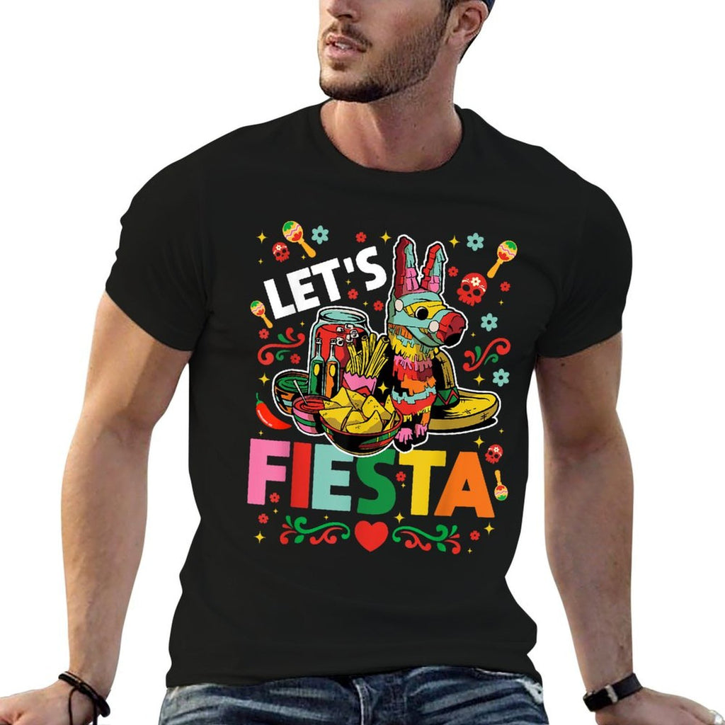 Let's Fiesta Cinco De Mayo Camisa Mexicana Hombre Comfortable T-Shirt