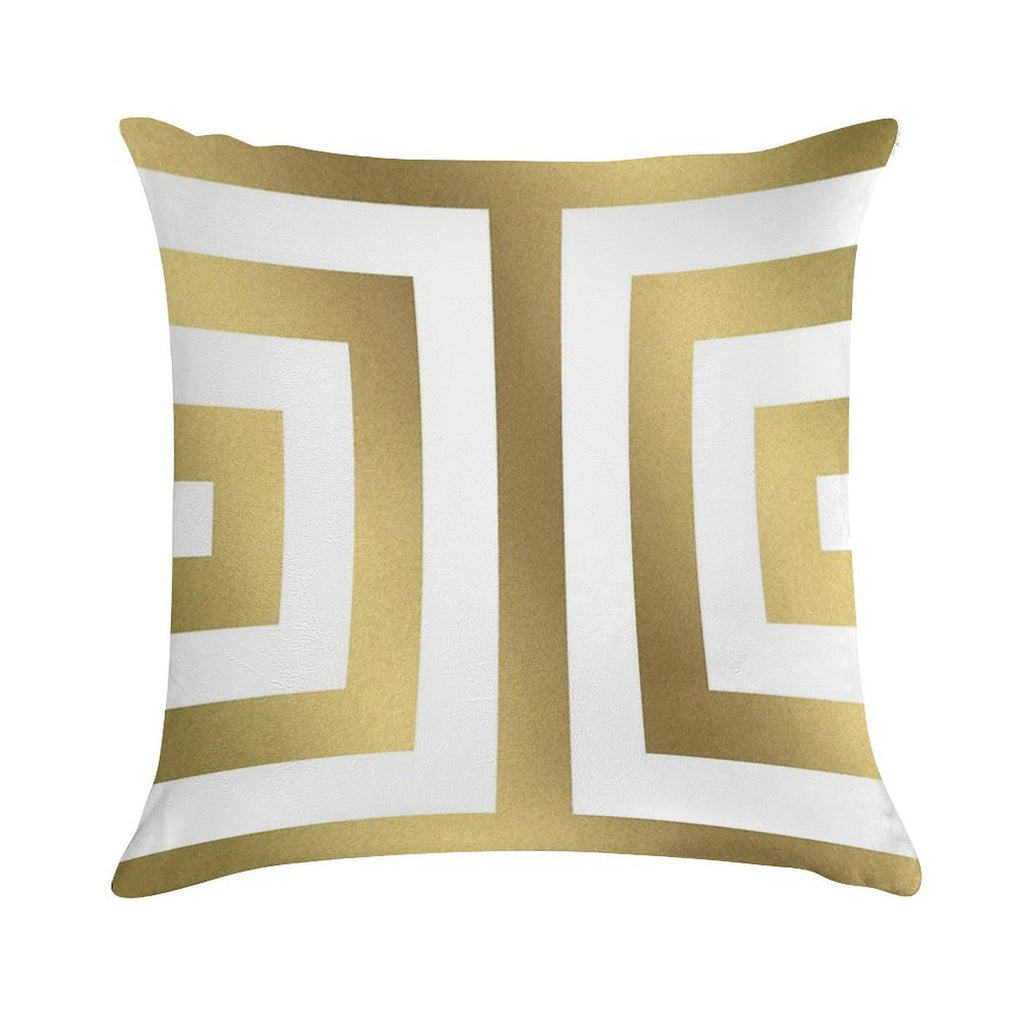 Gold Greek Stripes Soft Shrink-Resistant Throw Pillow