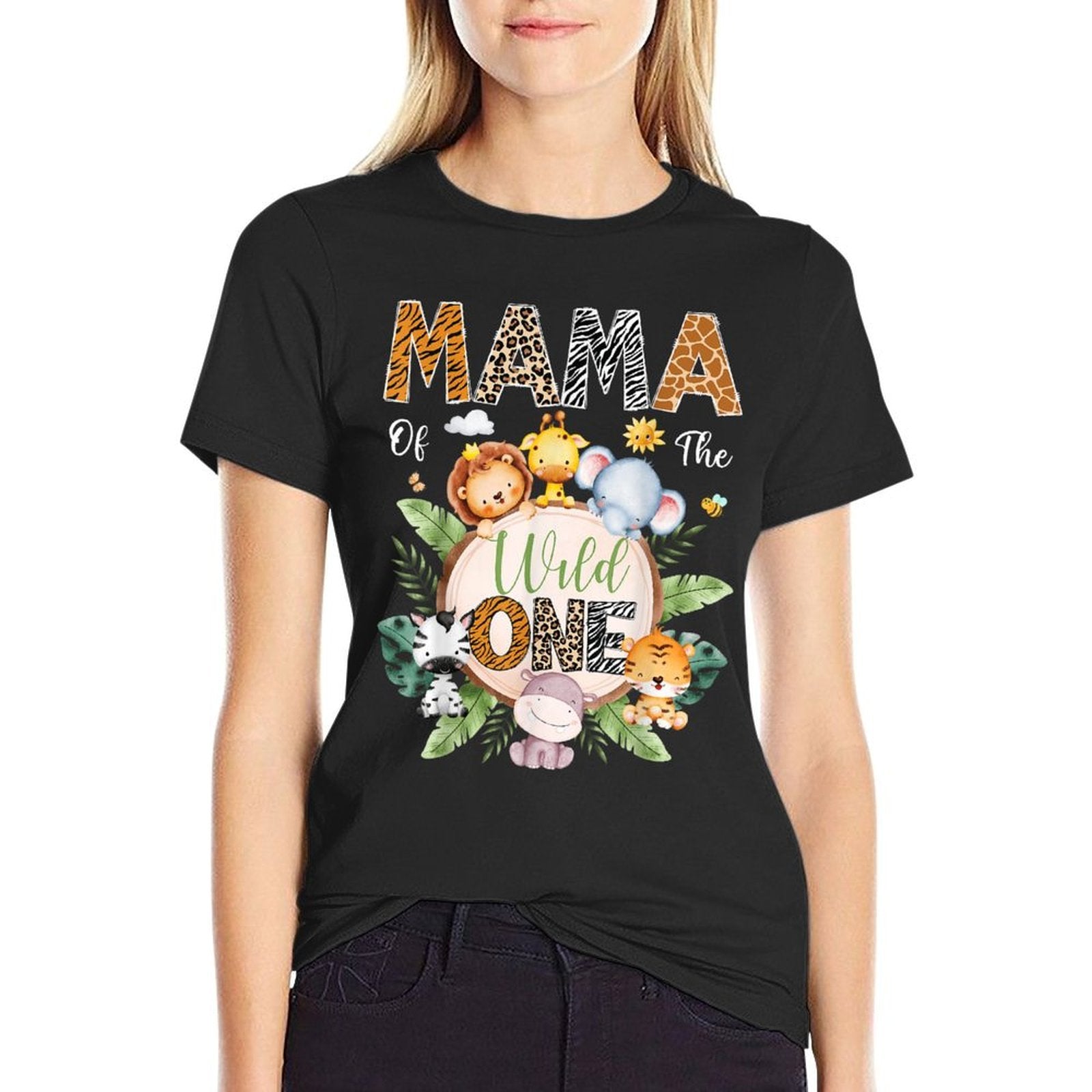 Mama Of The Wild One 1St Birthday Safari Jungle Animal  Durable T-Shirt
