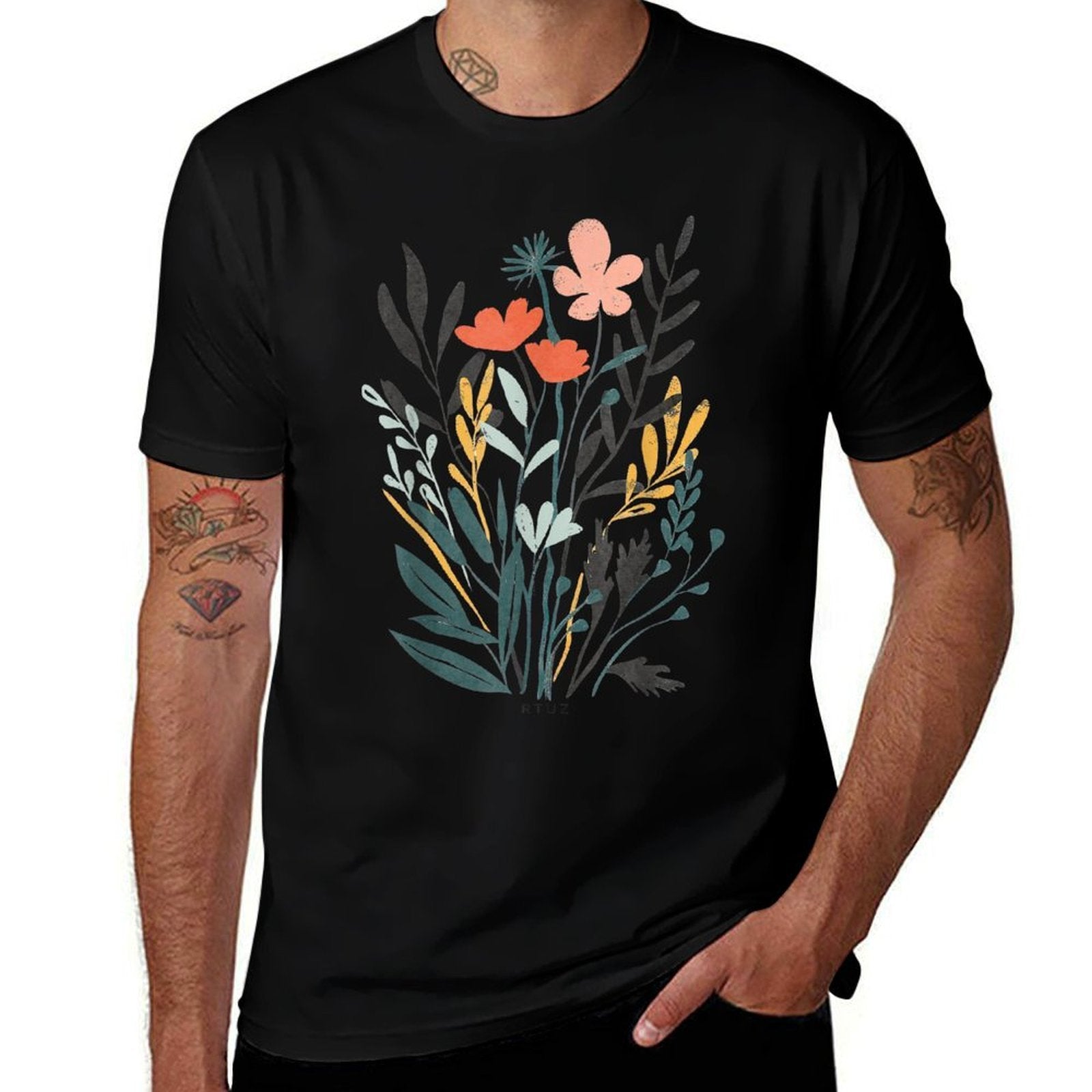 Boho Style Floral Pastel Design Flowers Hipster Streetwear  Moisture-wicking T-Shirt