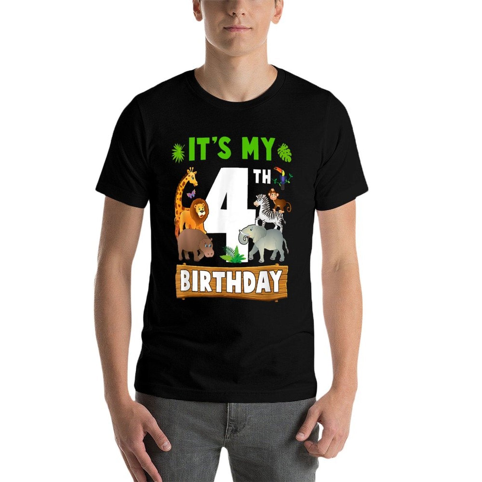 It's My 4Th Birthday Zoo Jungle Safari 4 Years Old Birthday  Classic T-Shirt