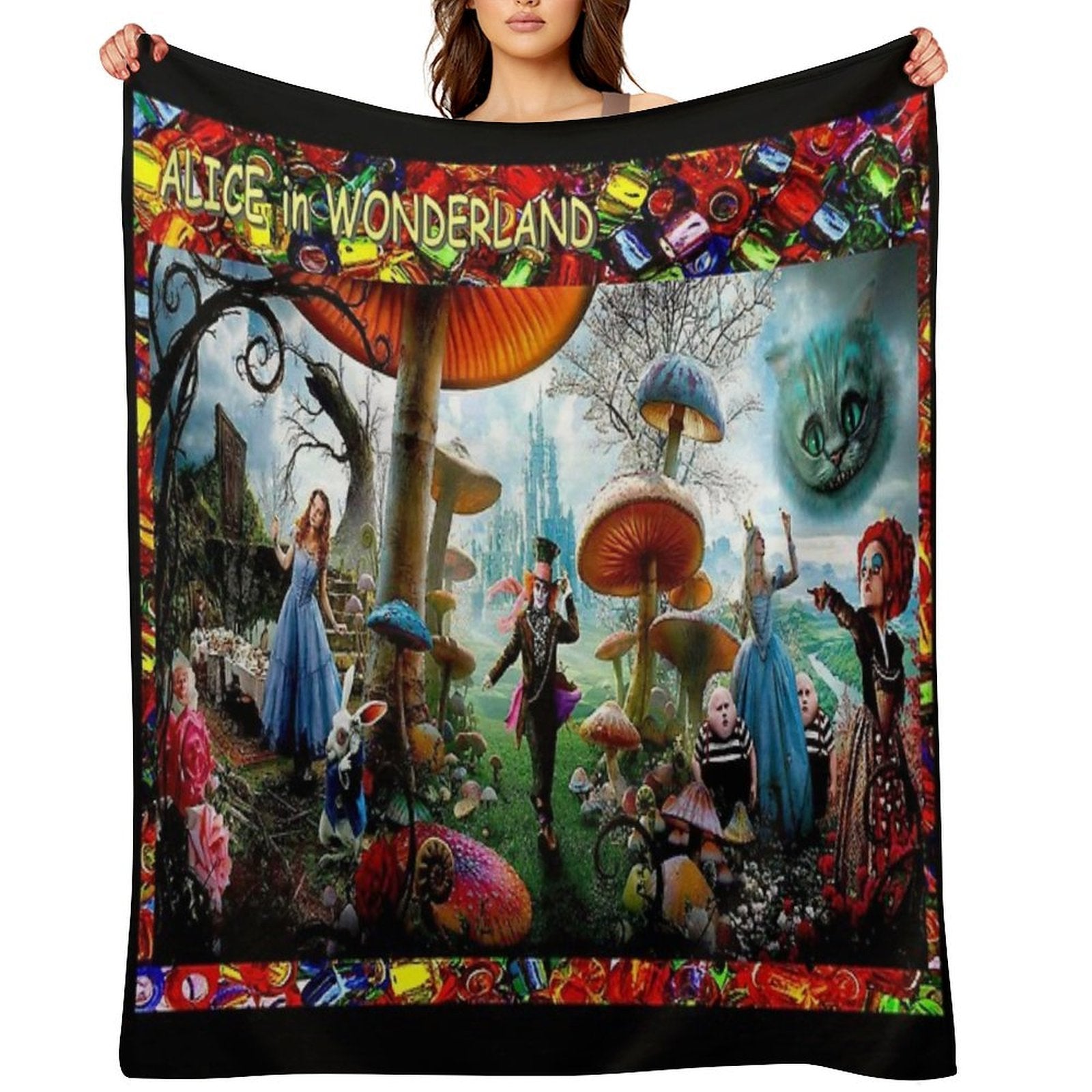 ALICE IN WONDERLAND  Modern Advertising Print Gift-ready Throw Blanket