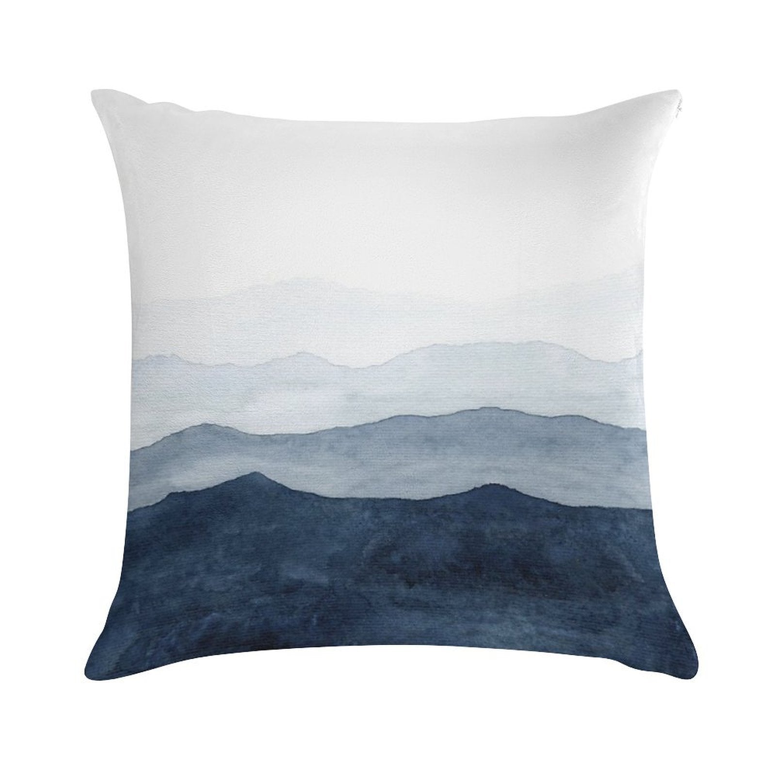 Mountains Ombre  Indigo Abstract Watercolor Soft Bedroom Essential Throw Pillow