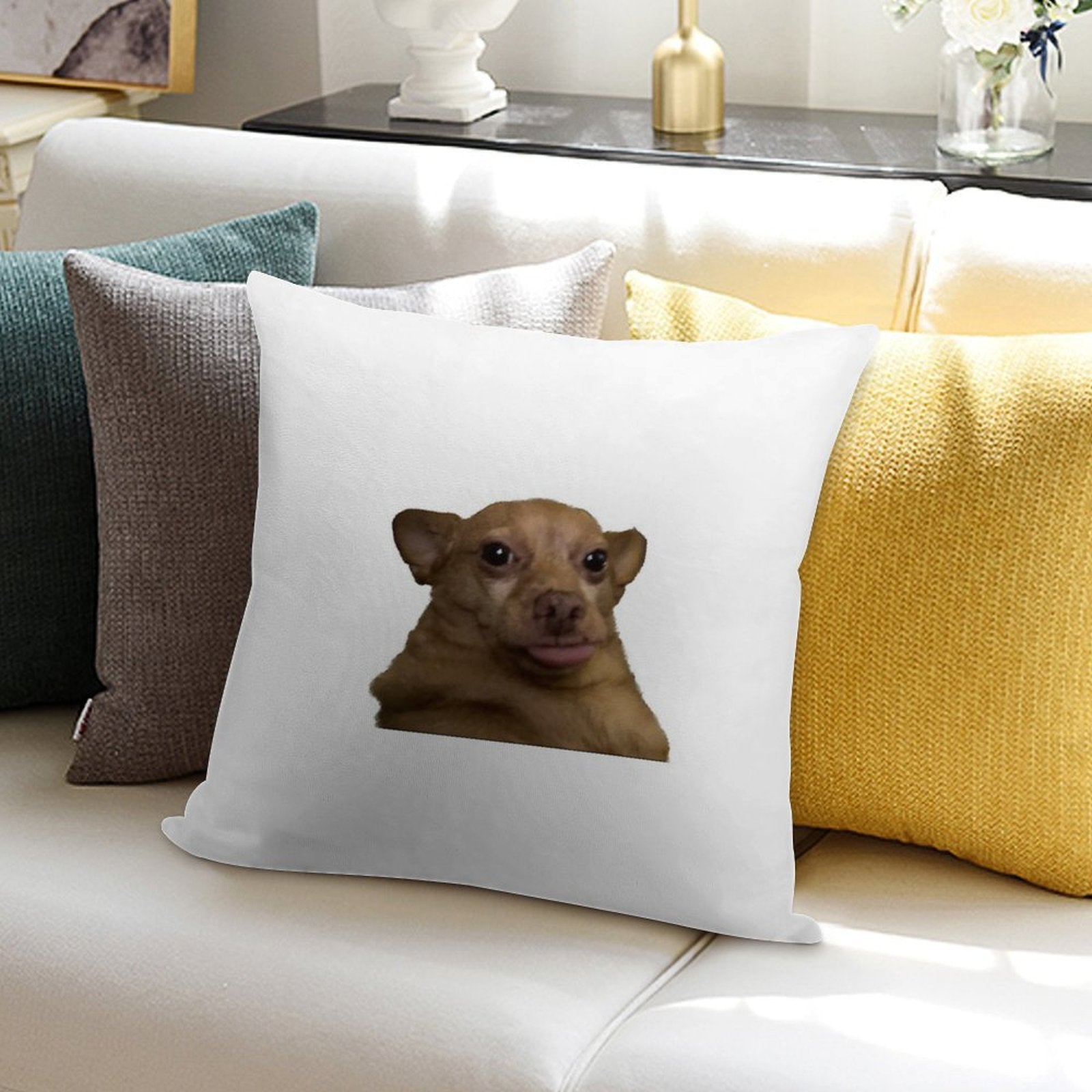 Blep Dog Soft Hidden Zipper Throw Pillow