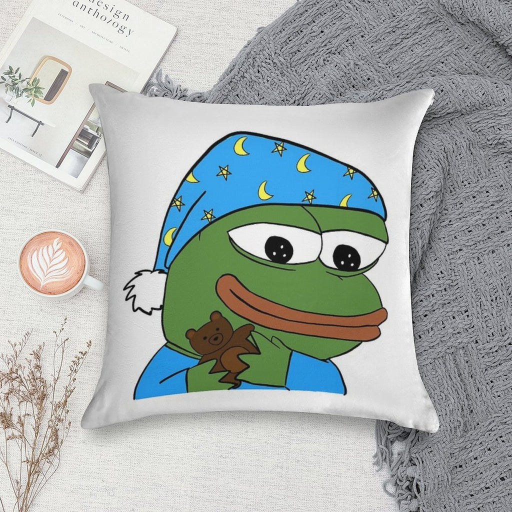 Bedtime Pepe - Sleepo Peepo Soft Short Plush Fabric Throw Pillow