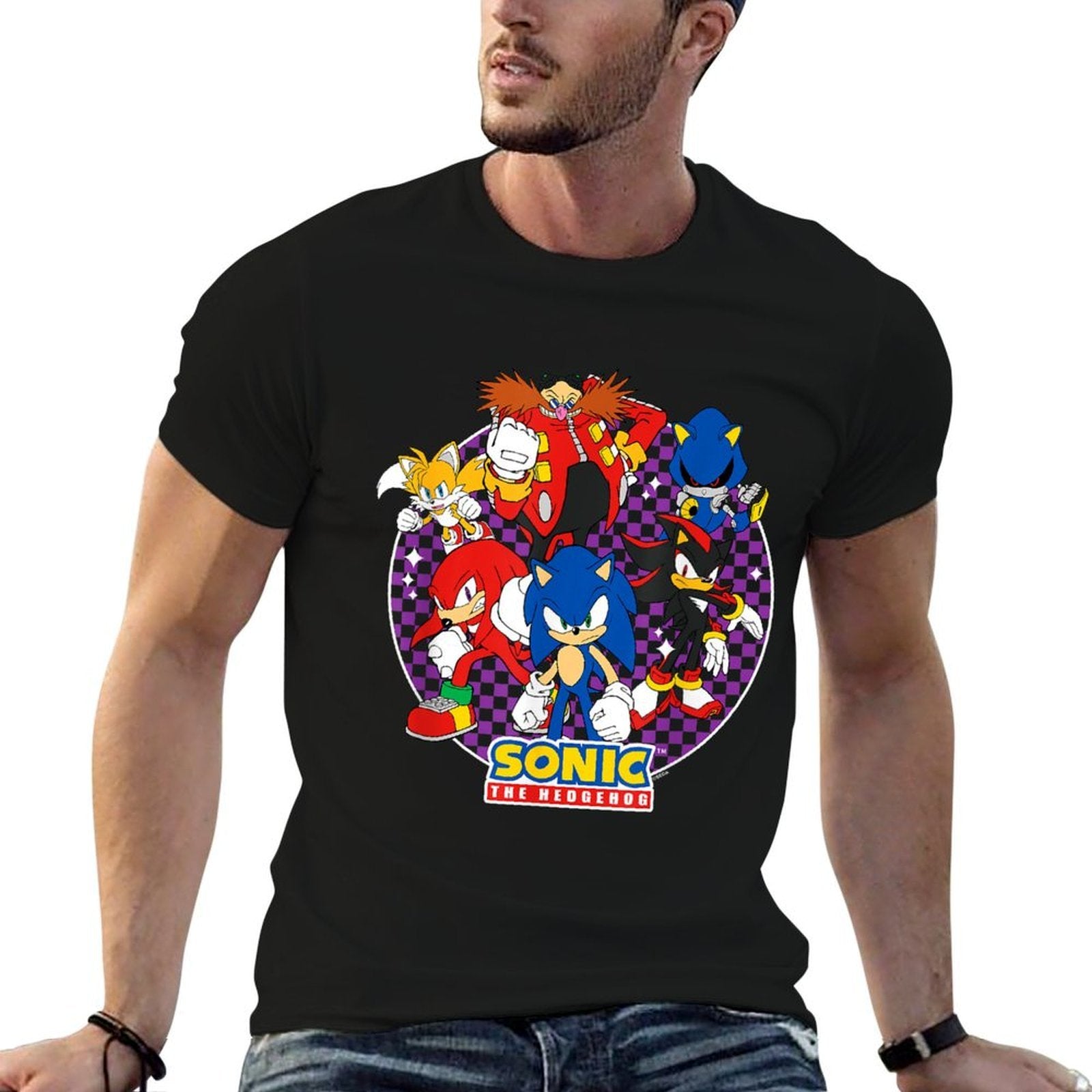 Sonic The Hedgehog Heroes & Villains Epic Portrait  Oversized Silhouette T-Shirt