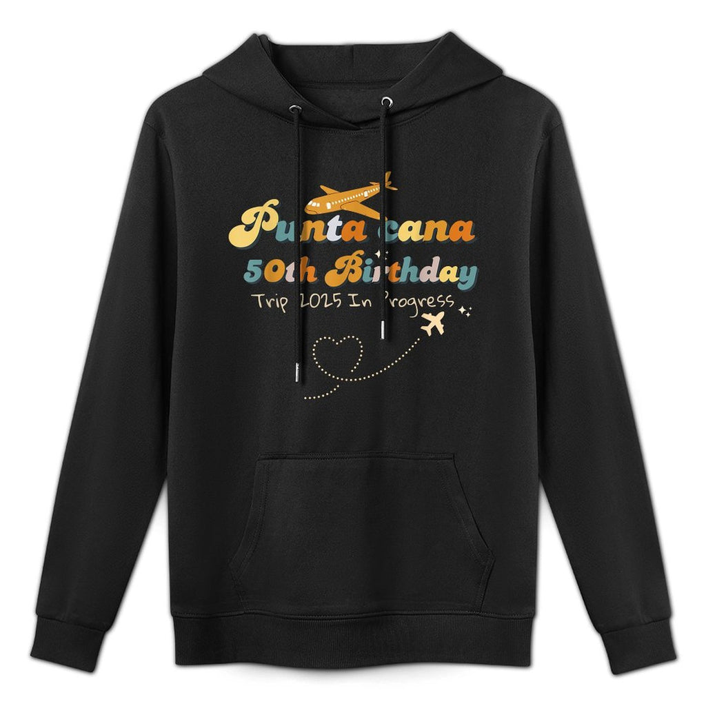 Punta Cana 50th Birthday Trip 2025 In Progress,Retro Design Customizable Surface Hoodie
