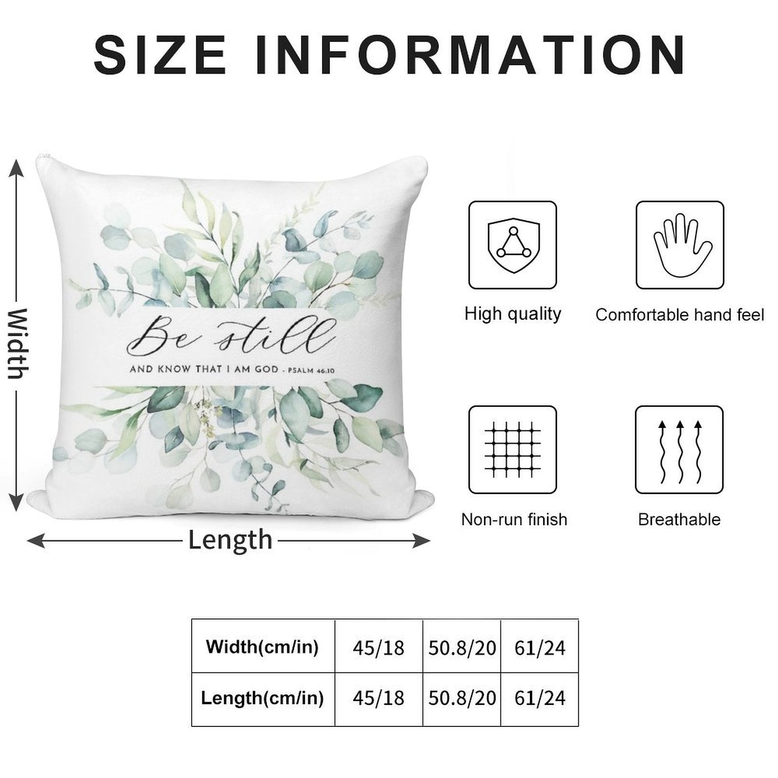 Be Still Psalm 4610 Bible Verse Art Soft Hidden Zipper Throw Pillow