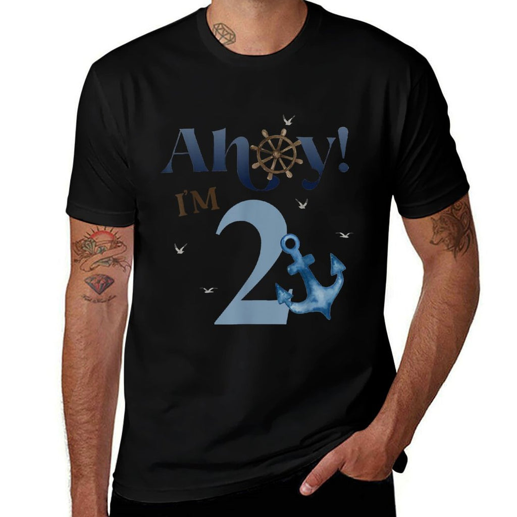 Nautical 2nd Birthday Decorations Two Year Old Bday Boy  Versatile T-Shirt