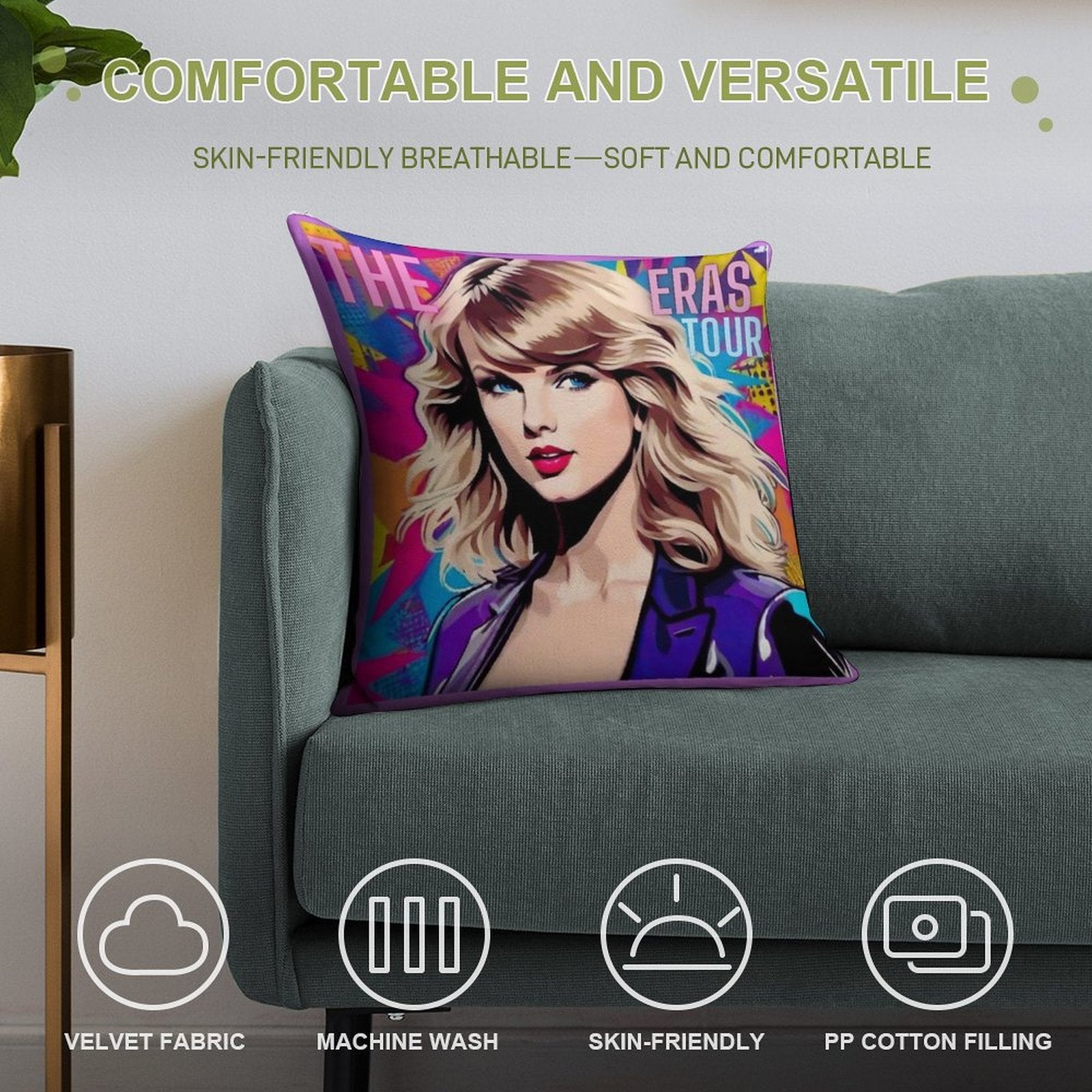 The Eras Tour Soft Skin-Friendly Throw Pillow