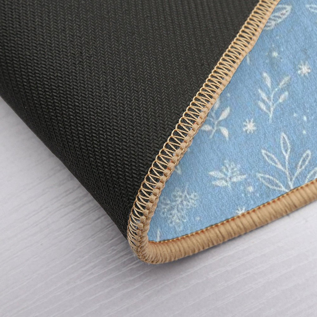 Pastel Blue Florals Hand Drawn Pattern  High-Traffic Bath Mat