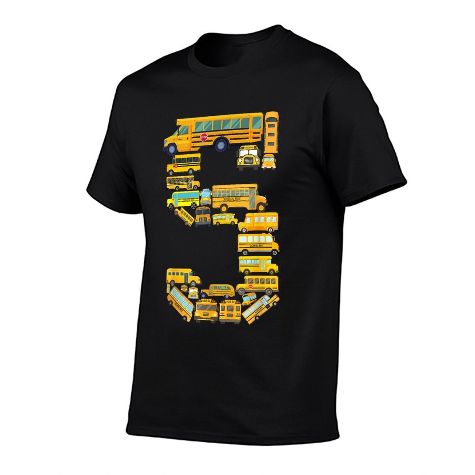 School Bus 5th Birthday School Bus Themed Kids 5 Year Old  Polyester Blend T-Shirt