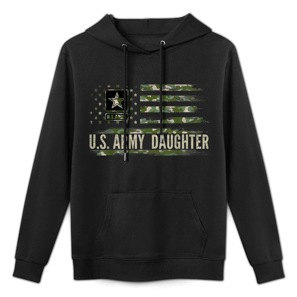 Vintage U.S Army Daughter With Camo American Veteran Machine Washable Hoodie