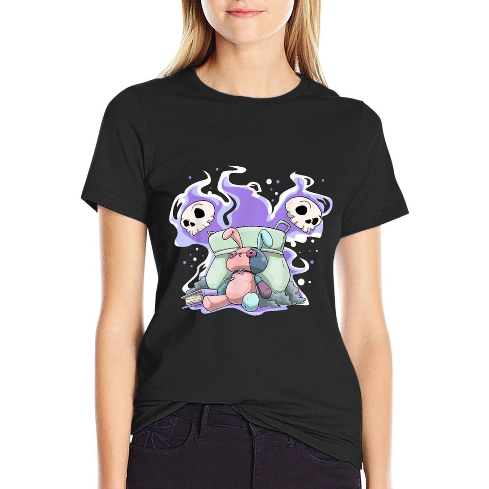 Pastel Goth Bunny Skull Kawaii  Stretchy T-Shirt