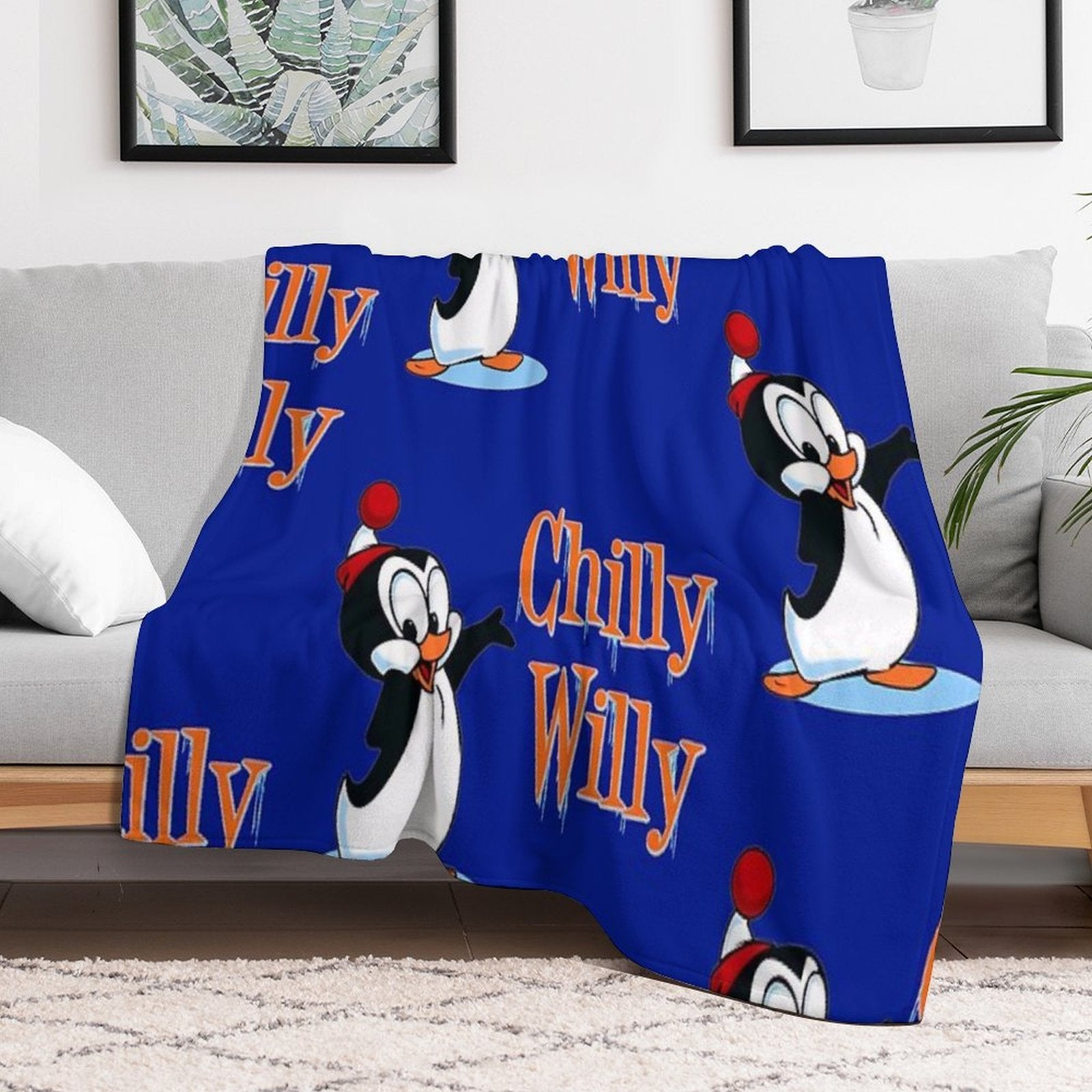 Uh Huh! Chilly Willy Vintage Retro Style Eco-conscious Throw Blanket