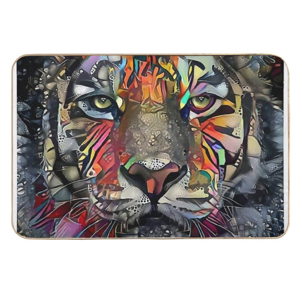 Mikka Jr, Tiger, Tigre, Lea Roche Paintings  Stain-Proof Bath Mat