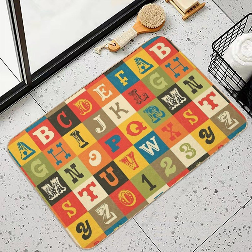Vintage Alphabet  Anti-Trip Bath Mat