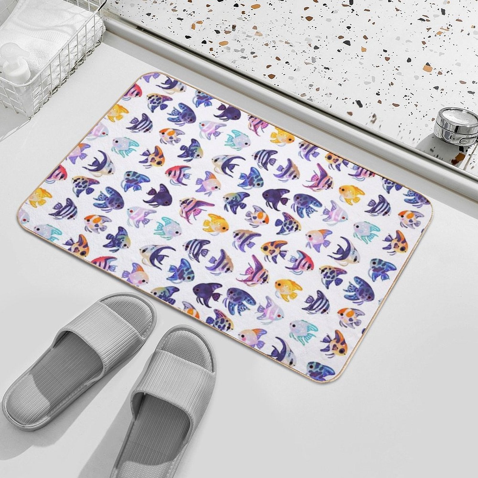 Angelfish! (freshwater) - No Text Or Bright  Absorbent Bath Mat