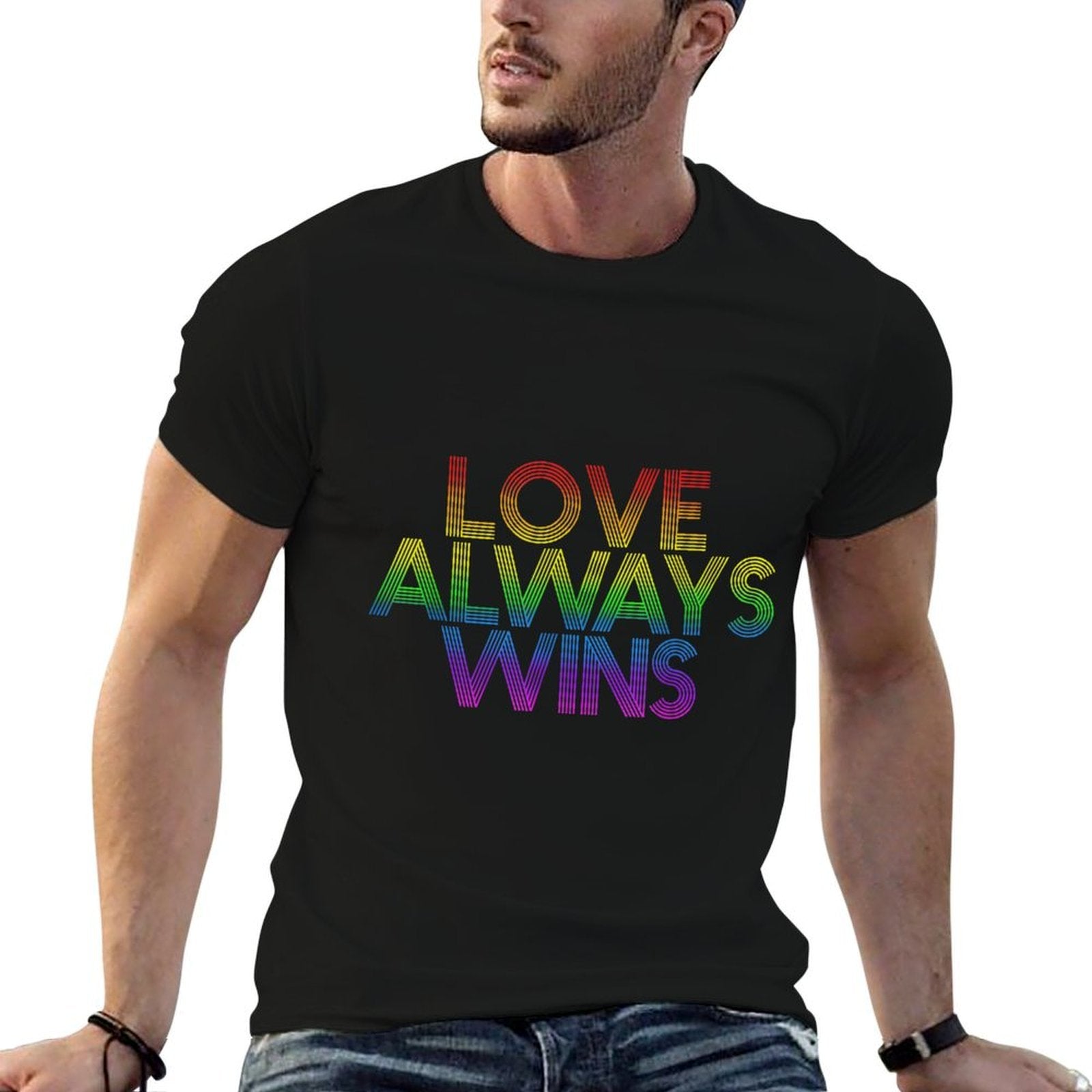 LOVE ALWAYS WINS LGBT Lesbian Gay Pride  Fade-proof Color T-Shirt