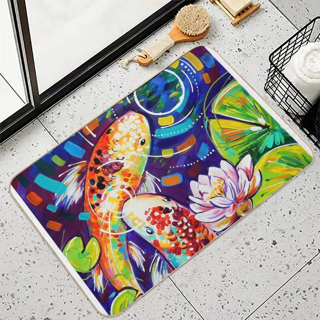3 Koi Fish  Dirt-Trapping Bath Mat