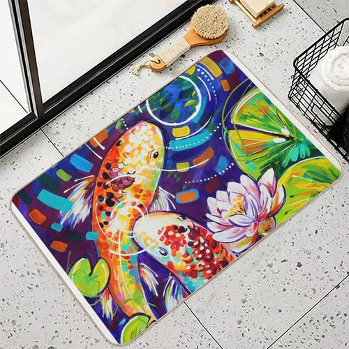 3 Koi Fish  Dirt-Trapping Bath Mat