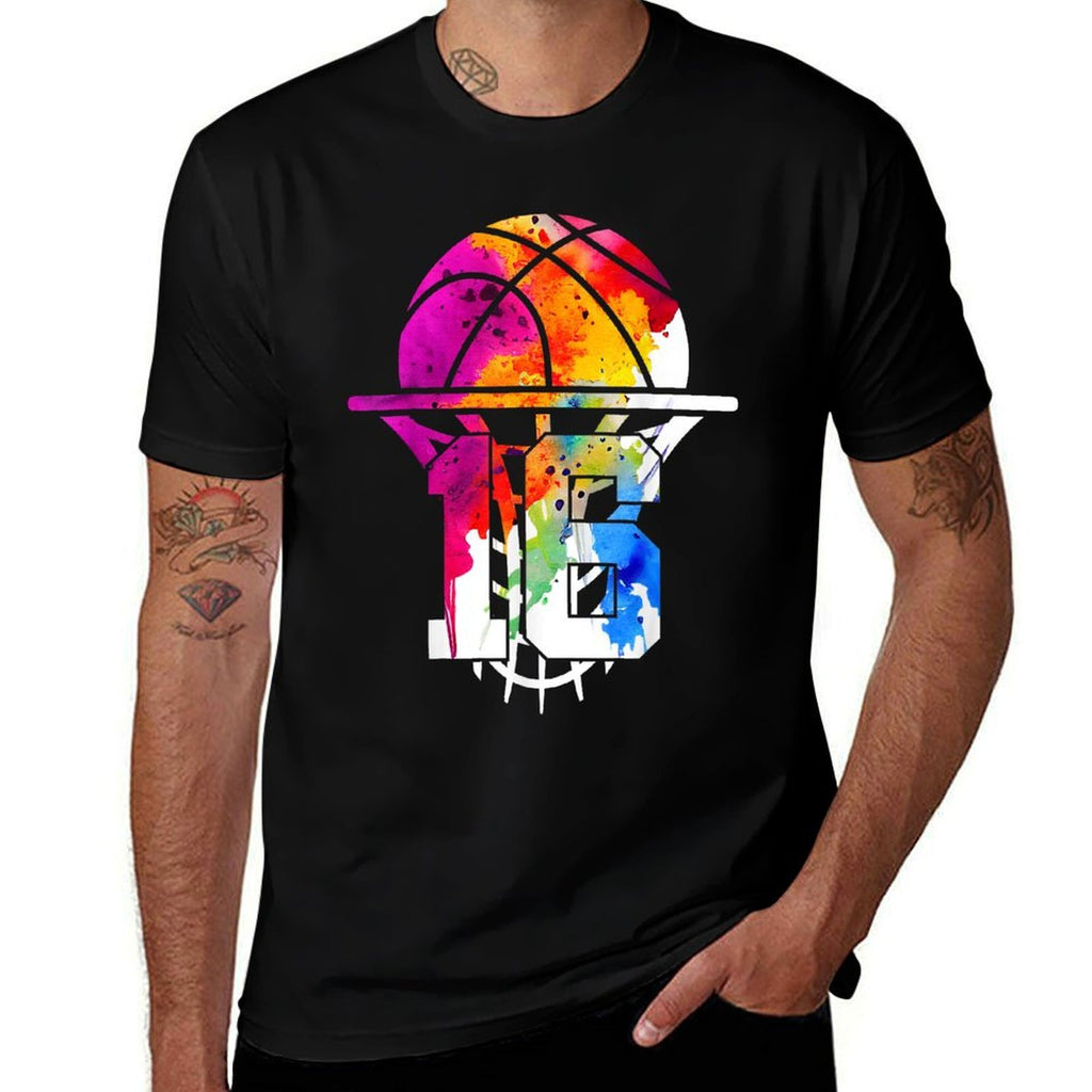16 YEARS BASKETBALL 16TH BIRTHDAY  Trendy Pattern T-Shirt