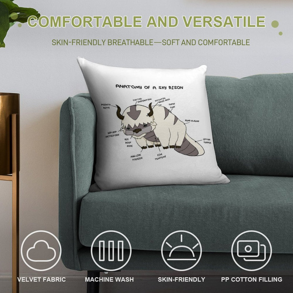 Anatomy of A Sky Bison Soft Shrink-Resistant Throw Pillow