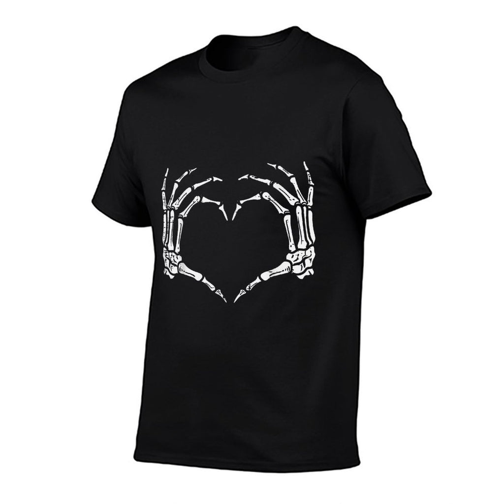 Skeleton Hands Heart Sign Retro Halloween Costume Women Girl  Trendy Pattern T-Shirt