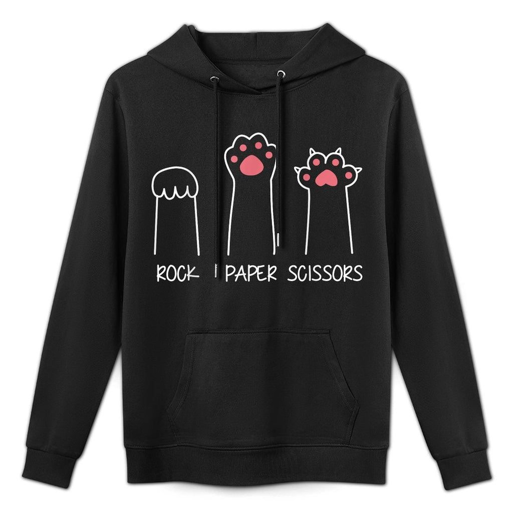 Rock Paper Scissors Hand Game Meme Animal Paw Cat for Men Women Girls Kids Casual Wear Hoodie