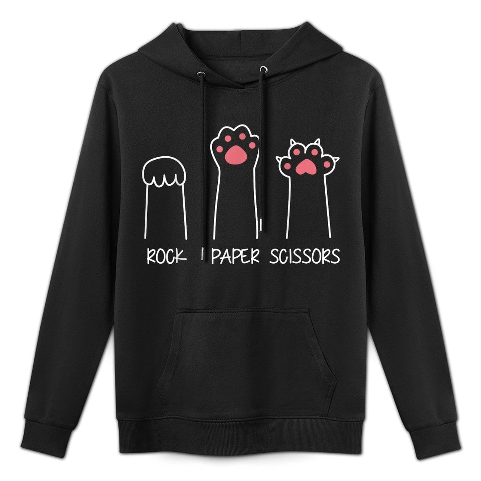 Rock Paper Scissors Hand Game Meme Animal Paw Cat for Men Women Girls Kids Casual Wear Hoodie