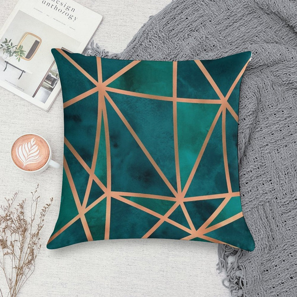 Copper And Emerald Geometric Design Soft Ultra-Soft Texture Throw Pillow