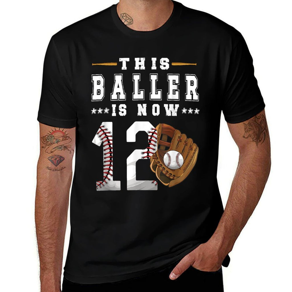 12th Birthday Baseball Boy Twelve Year Old Baseball Player  Relaxed-fit T-Shirt