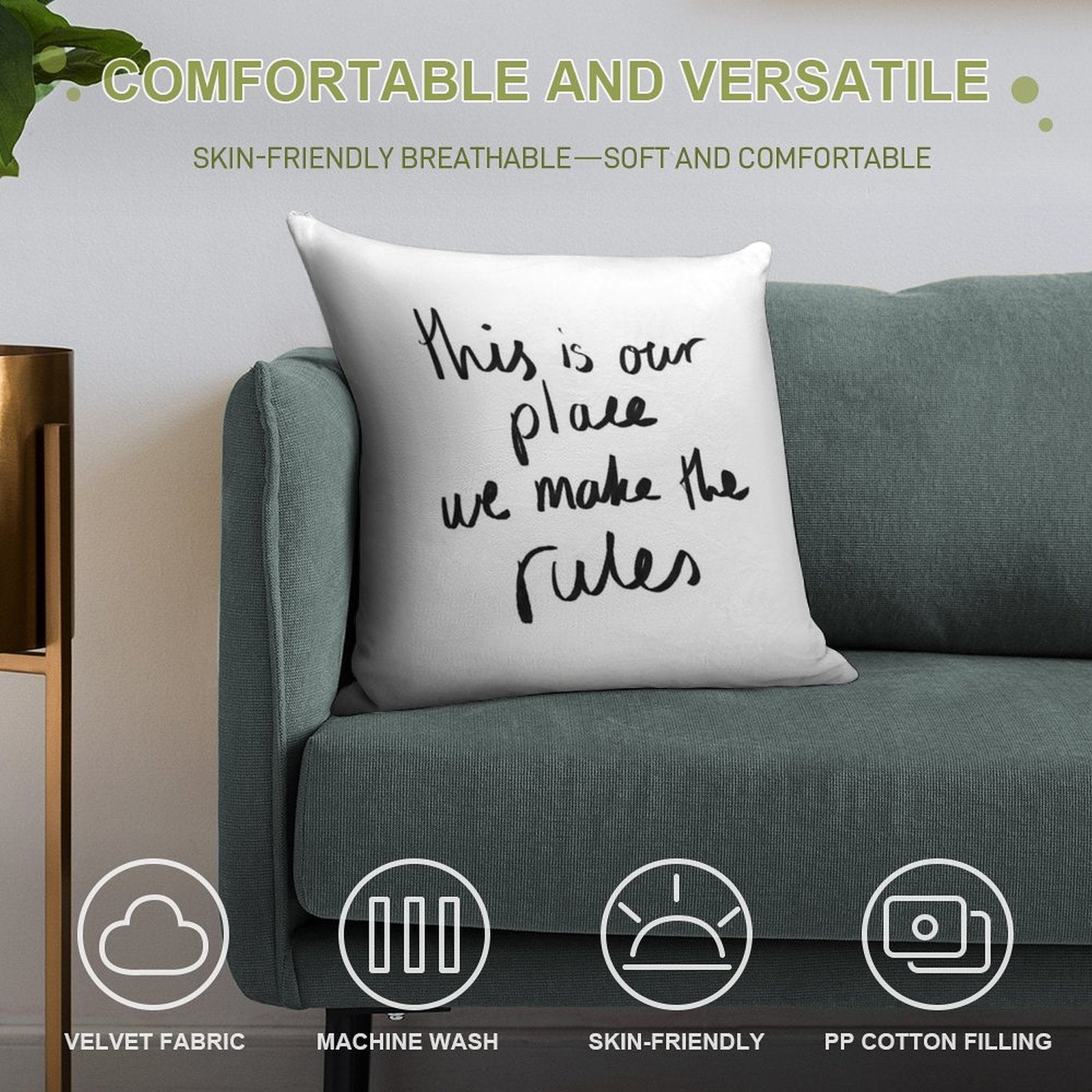 This Is Our Place, We Make The Rules Soft Anti-Pilling Throw Pillow