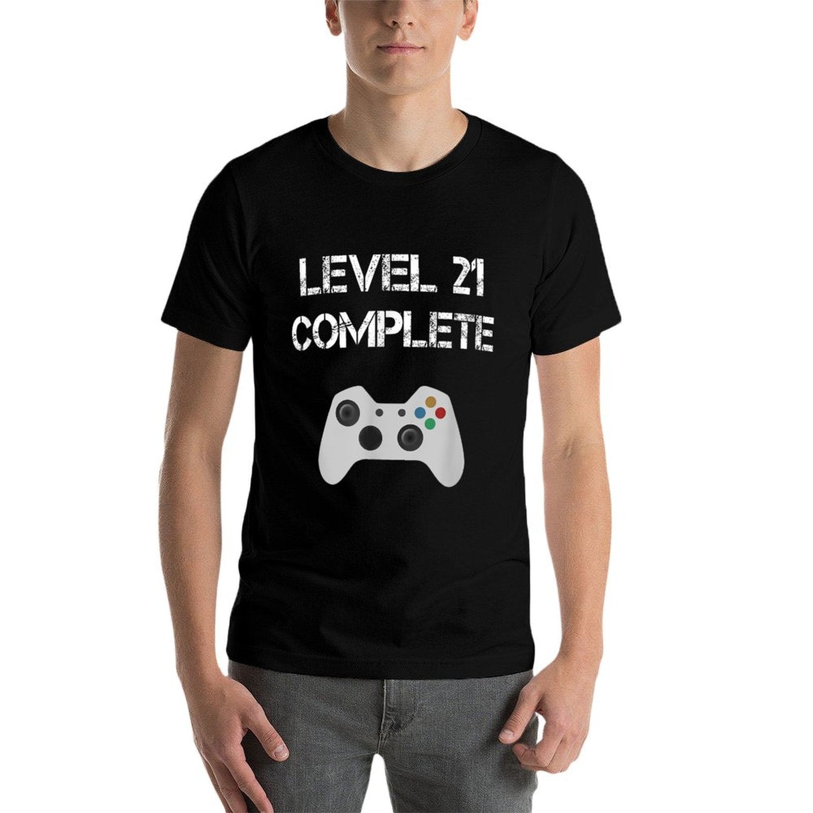 Level 21 Complete T for Gamers 21st Birthday  Oversized Silhouette T-Shirt