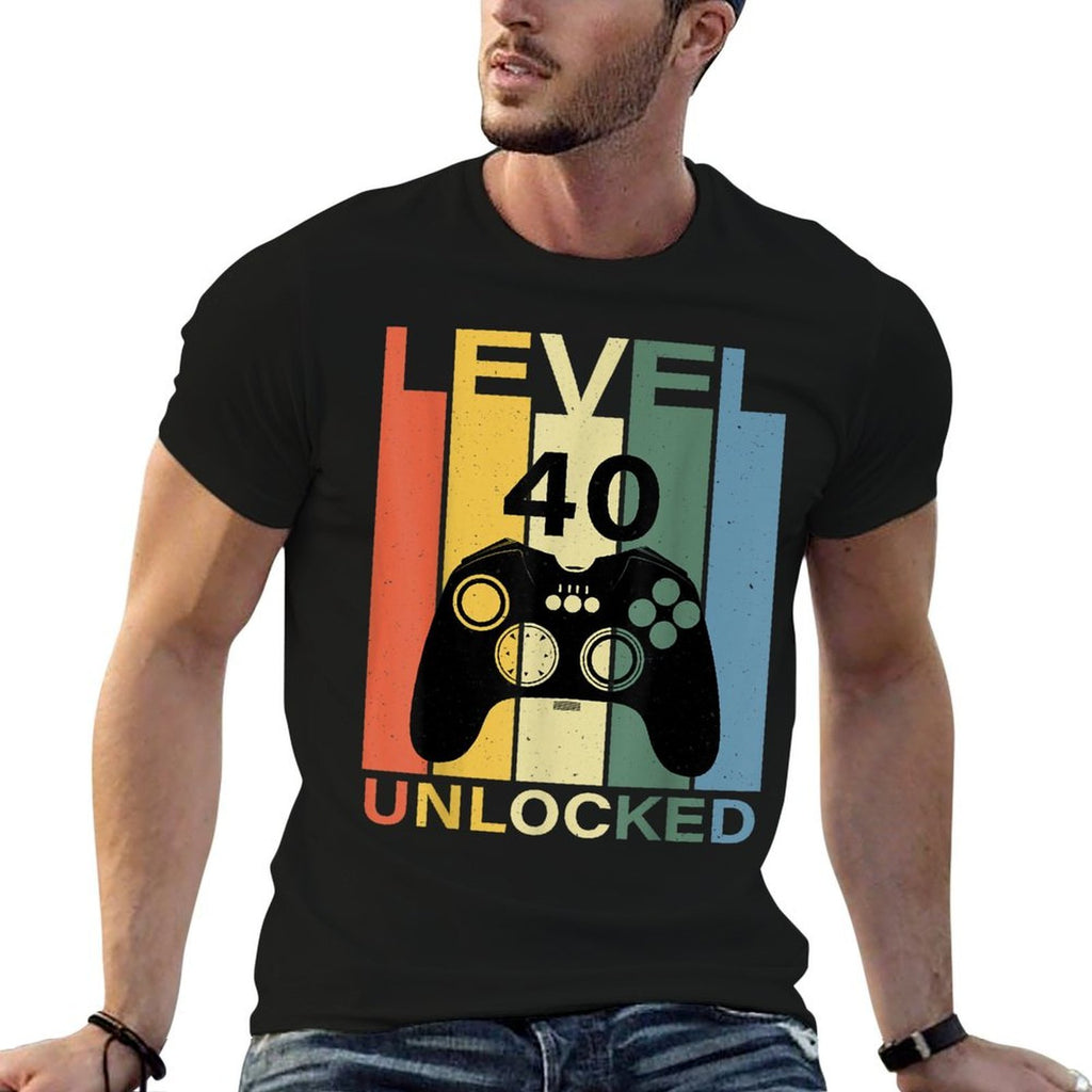 Level 40 Unlocked Video Game 40th Birthday  Tagless Design T-Shirt