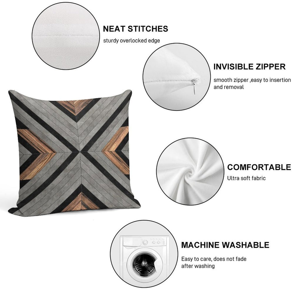 Urban Tribal Pattern No.2 - Concrete And Wood Soft Style Accent Throw Pillow